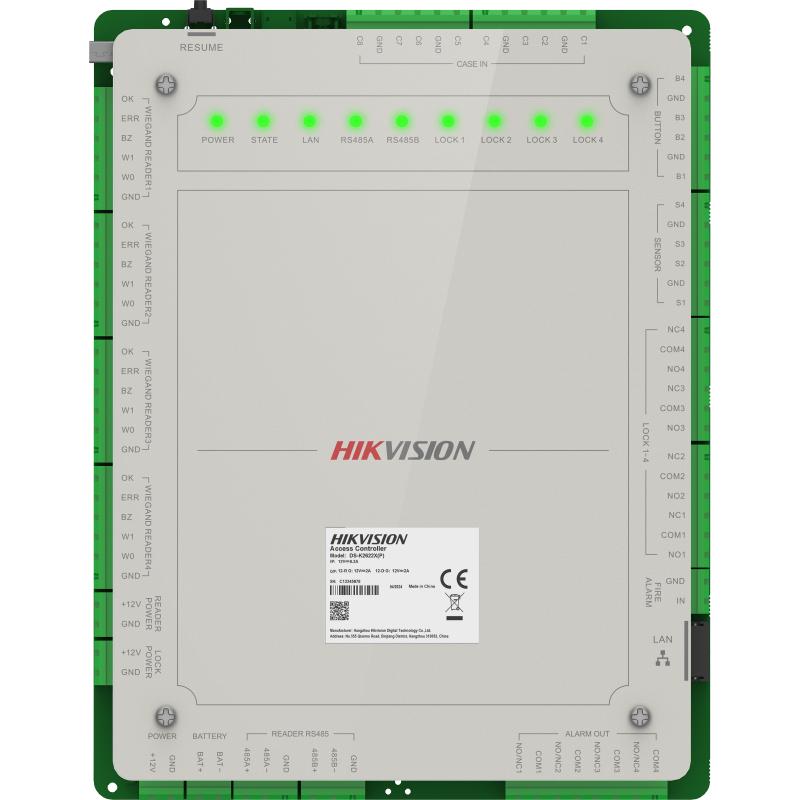 Control de Acceso Hikvision - Interfaz Web - 8 RS-485 4 WIEGAND - 100,000 Tarjetas - 10,000 Huellas - DS-K2624X