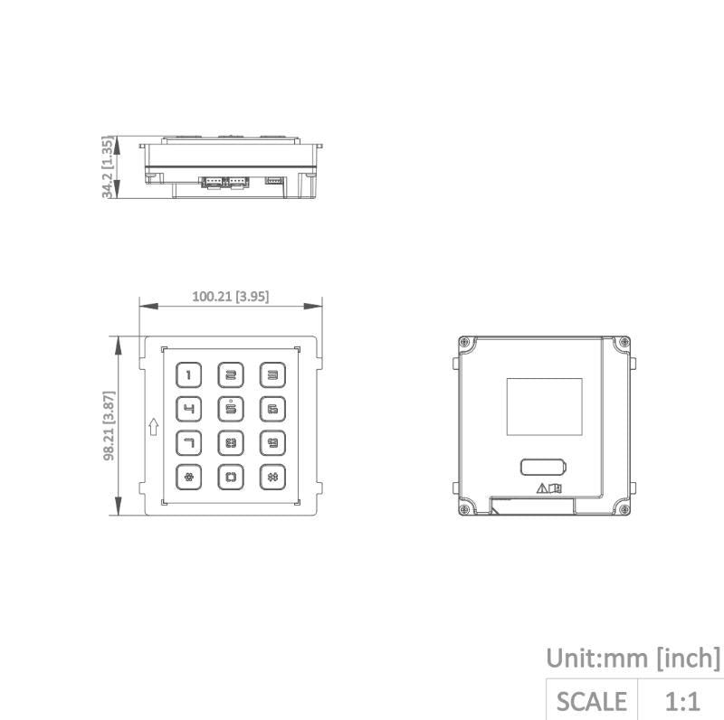 Videoportero Hikvision - Módulo de Teclado para Frente de Calle Modular - Desbloqueo de Puerta Mediante Código - Llamada