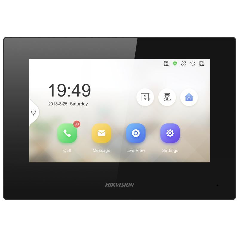 Videoportero Hikvision - Monitor IP Lite TOUCH 7" para Videoportero IP - Vídeo en Vivo - PoE Estándar - Apertura Remota 