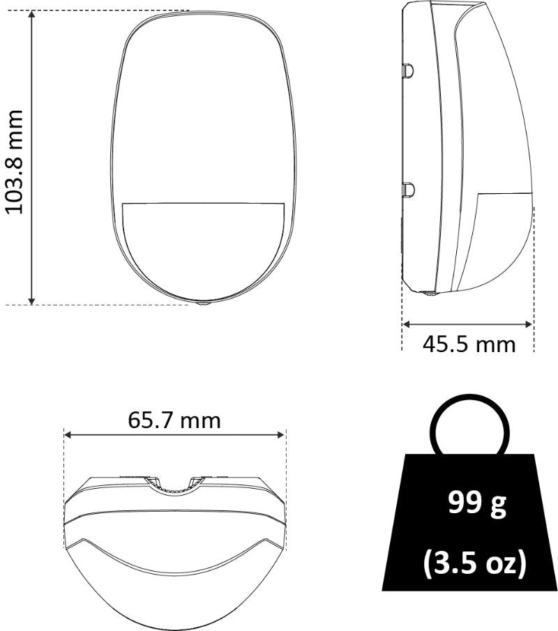 Sensor de Seguridad Hikvision - Inmunidad a Mascotas 10 Kg - Detección de 12 mts - Ángulo de 85.9° de Cobertura - DS-PDD