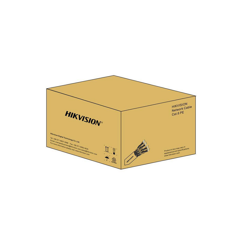 Cableado Estructurado Hikvision - Bobina de Cable de 305 m (1000 ft) Cat 6 - 100% Cobre - Color Negro - Uso en Exterior 