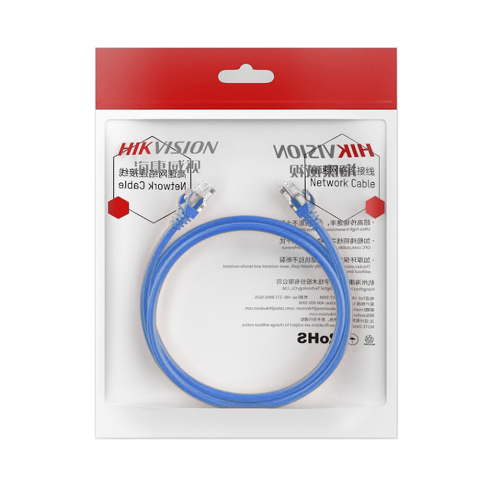 Cableado Estructurado Hikvision - Patch Cord - 2 Metros - Cat 6 - Color Azul - DS1NP6UEC0(BLUE2M)