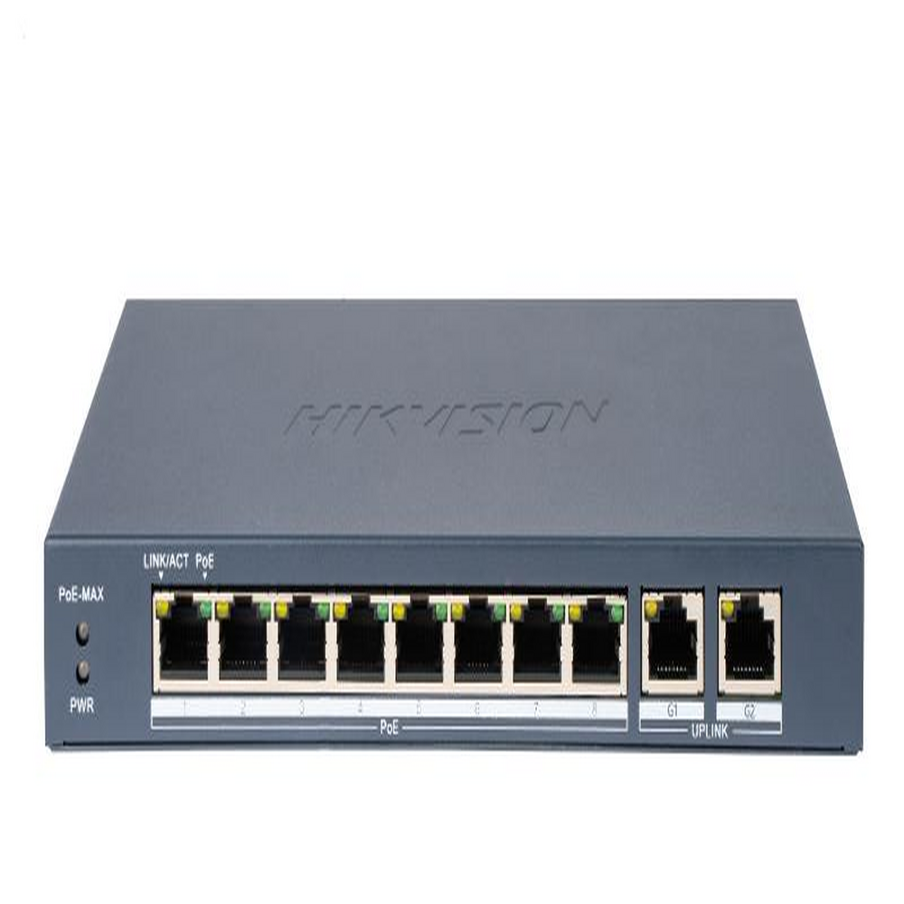 Switch PoE Hikvision - 8 Puertos 10 - 100 Mbps 802.3af - at (30W) +2 Puerto 10 - 100 - DS3E0310PE/M(B)
