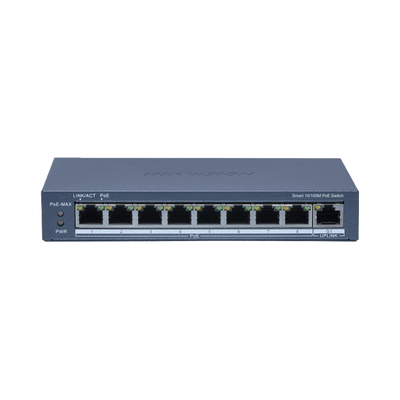 Switch PoE Hikvision - Administrable - 8 Puertos 10 - 100 Mbps PoE+ - 1 Puerto 100 Mbps Uplink - DS-3E1309P-EI/M