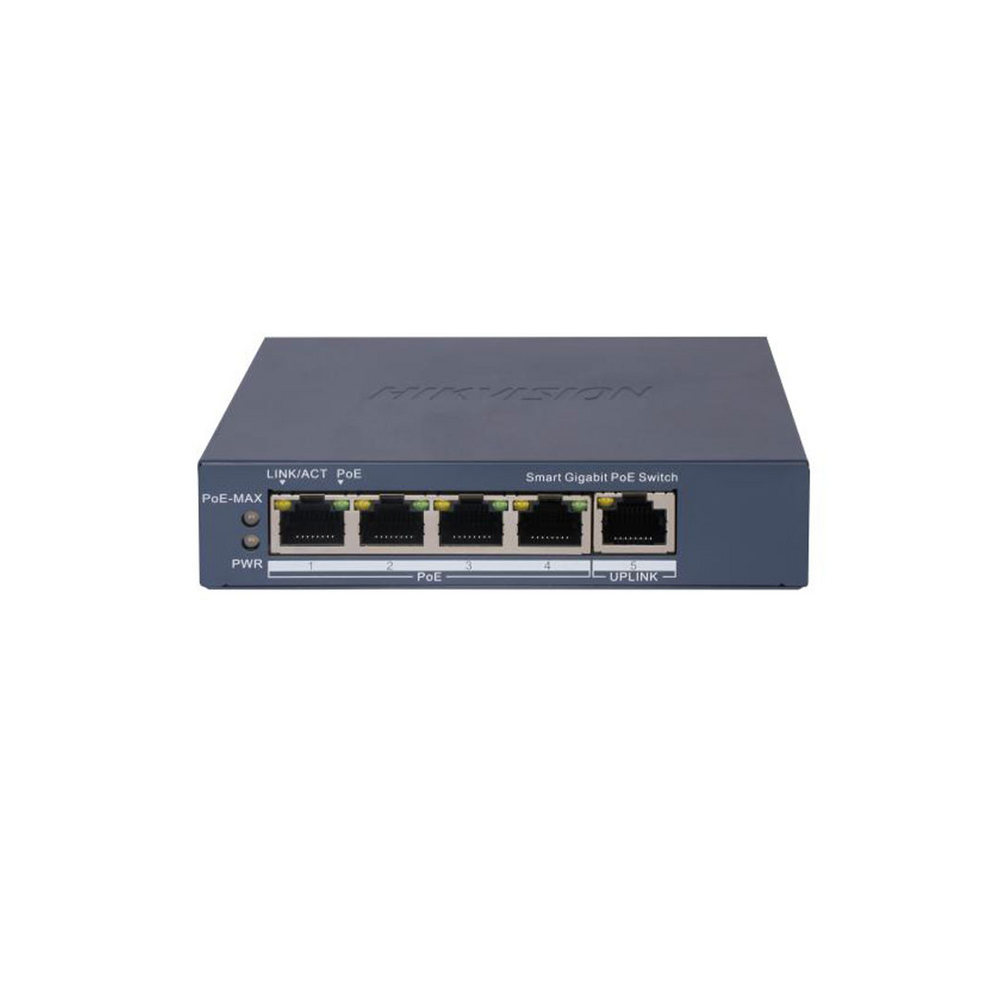 Switch Hikvision - No Administrable - 4 Puertos 10 - 100 - 1000 Mbps PoE+ - DS-3E1505P-EI/M