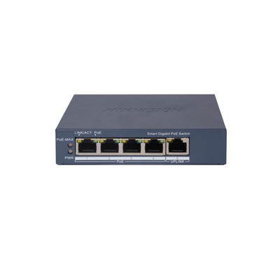 Switch Hikvision - No Administrable - 4 Puertos 10 - 100 - 1000 Mbps PoE+ - DS-3E1505P-EI/M