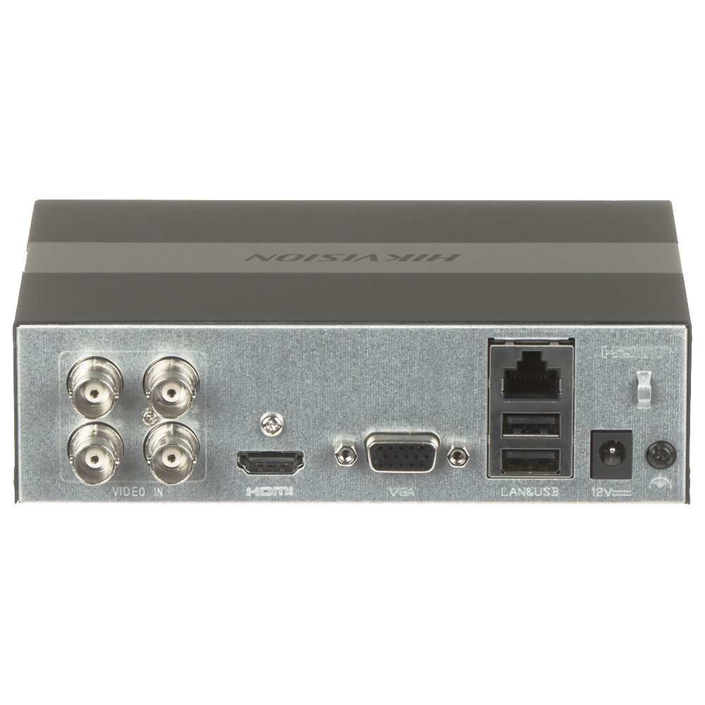 DVR Hikvision - 4 Canales TURBOHD + 1 Canal IP - Disco Duro eSSD Incluido (960 GB) - H.265+ - ACUSENSE Lite - DS-E04HGHI