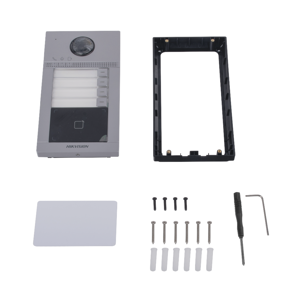 Videoportero Hikvision - Soporta 4 Departamentos - PoE Estandar - Interfaz WEB para configuración - 2 puertas - DS-KV841