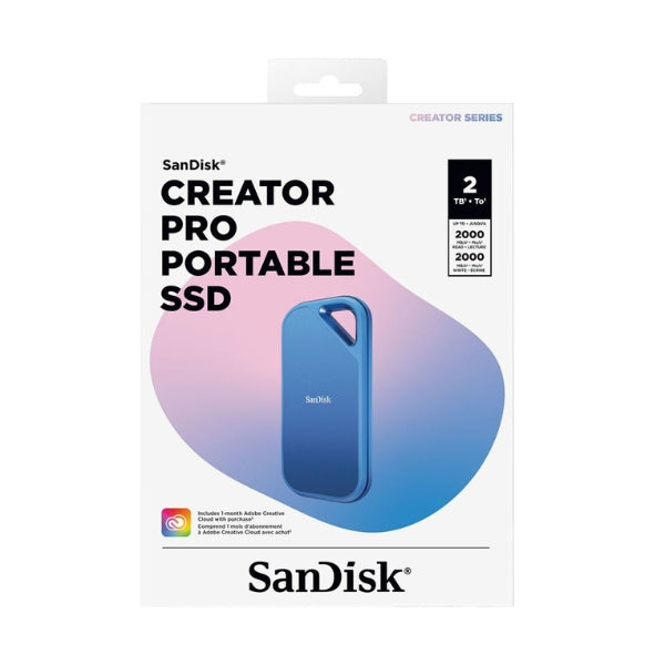 Disco-Duro-SSD-Sandisk-Creator-Pro-2TB-USB-3,2-Gen-2x2-Portable-Azul