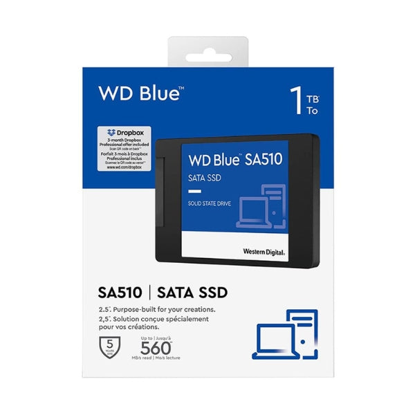 Disco Duro SSD Western Digital Blue SA510 1TB 3D NAND SATA III 6Gb/s 2