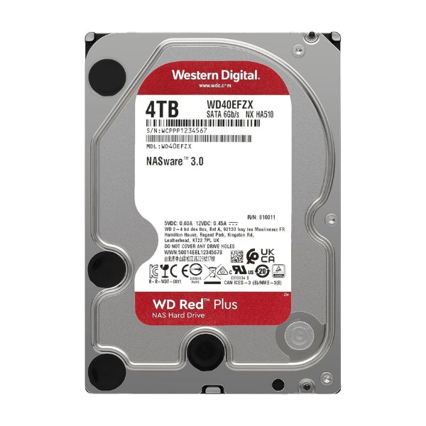 Disco Duro - Western Digital WD Red Plus - 4TB - NAS - SATA 6Gbs - 5400RPM - CMR - 128MB Cache - WD40EFZX-back