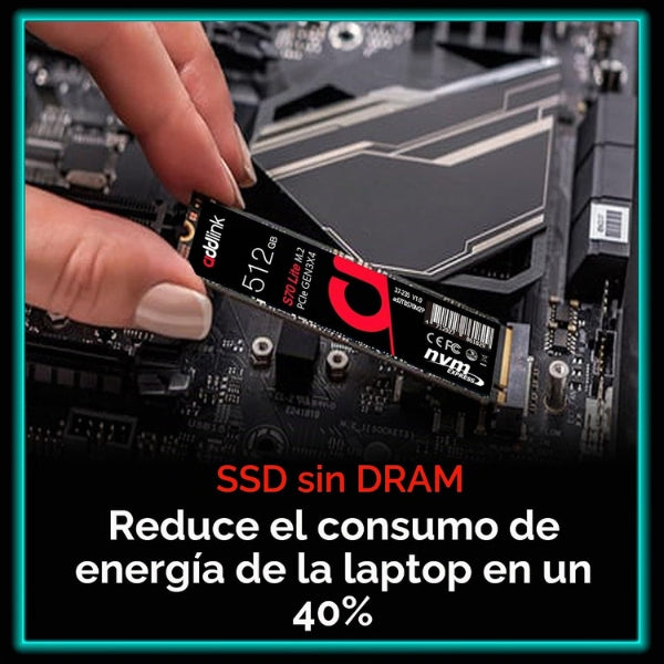 Disco Duro Sólido - Addlink - S70 Lite - 512GB - M.2 2280 - NVMe PCIe Gen3x4 - Lectura 3000MBs - Escritura 2000MBs - AD512GBS70LTM2P