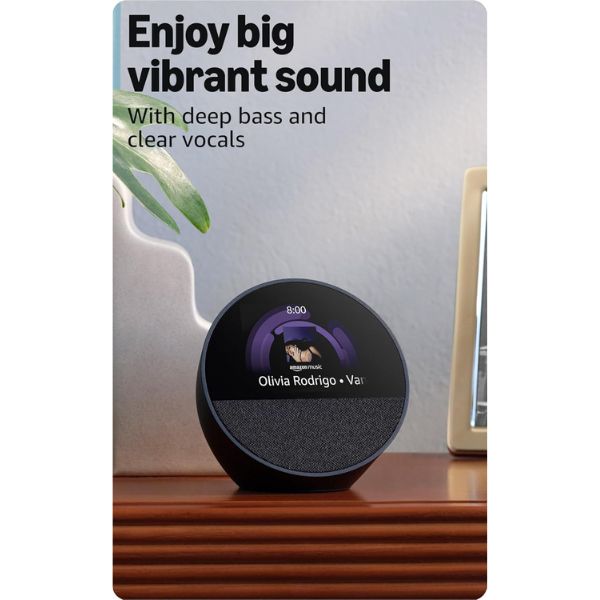 Echo Spot Despertador Inteligente con Alexa Pantalla 2.8" Sonido Vibrante Modelo 2024 Color Azul Marino