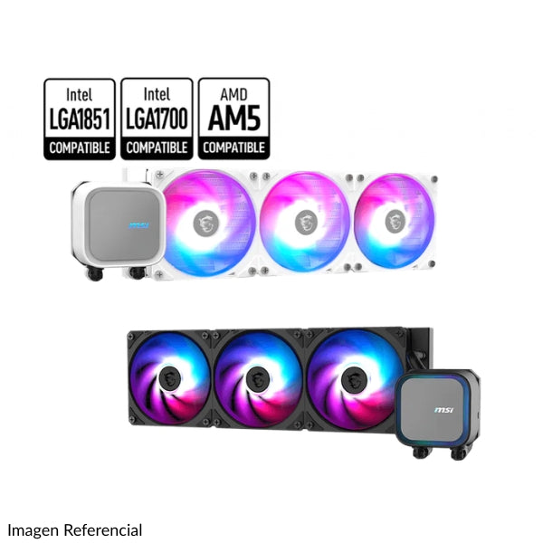Enfriador Líquido - MSI MAG CORELIQUID A13 360 - ARGB - 360mm - TDP 270W - Intel LGA17001851 - AMD AM5AM4 - Blanco