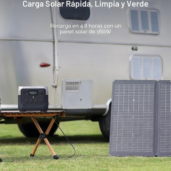 Estación - Energía - EF - ECOFLOW - RIVER 2 Pro - 768Wh - 120V - 1600W - LiFePO4 - Solar - Panel 160W - Portátil - EFR620 - Negro-carga