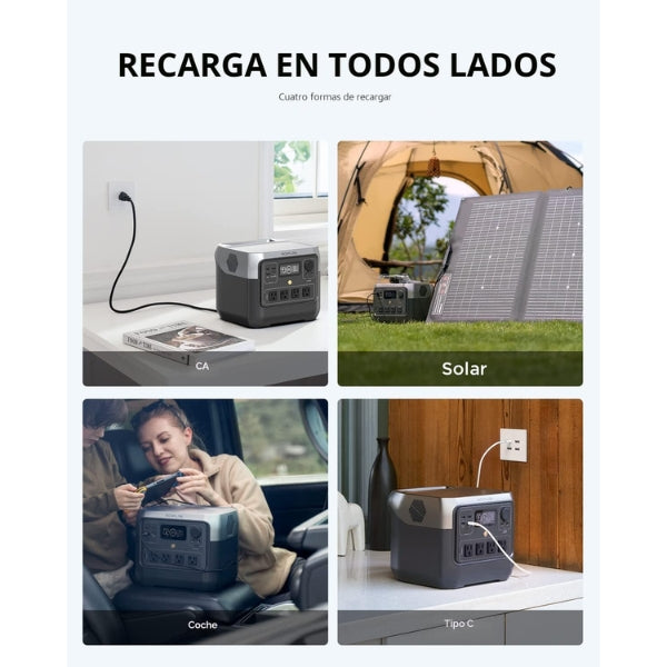 Estación - Energía - EF - ECOFLOW - RIVER 2 Pro - 768Wh - 120V - 1600W - LiFePO4 - X-Boost - Solar - EFR620 - Negro