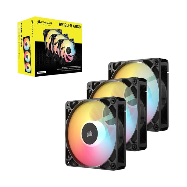 Fan-Cooler-Corsair-RS120-R-ARGB-Magnetic-Dome-Bearing-120mm-Negro-RGB-3-Pack