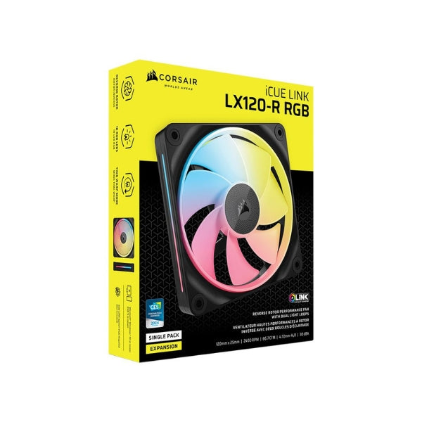 Fan-Cooler-Corsair-iCUE-LINK-LX120-R-RGB-Magnetic-Dome-Bearing-120mm-Negro-RGB
