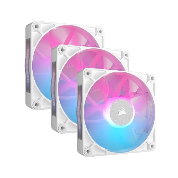 Fan-Cooler-Corsair-iCUE-LINK-RX120-RGB-Magnet-Dome-Bearing-120mm-Blanco-RGB-3-Pack