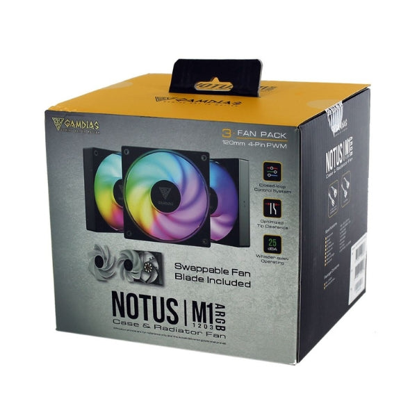 Fan-Cooler-Gamdias-Notus-M1-1203-ARGB-Hydraulic-Bearing-120mm-Negro-ARGB