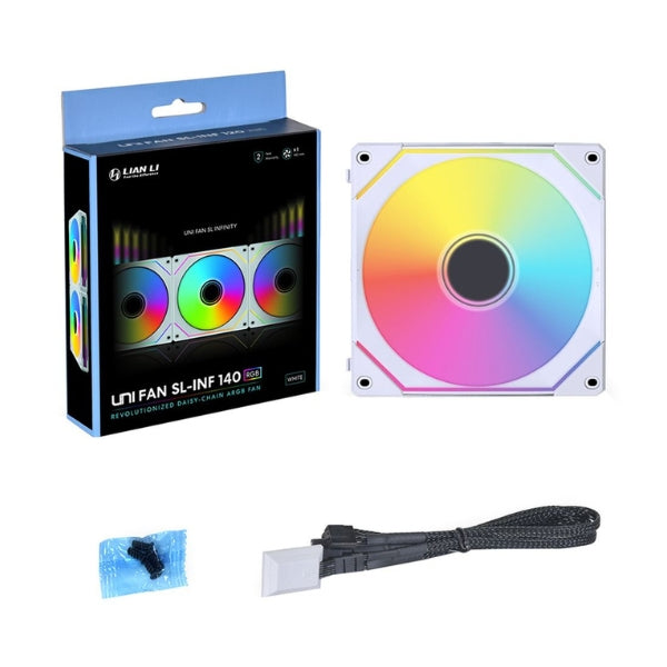 Fan-Cooler-Lian-Li-SL-Infinity-Fluid-Dynamic-Bearing-140mm-Blanco-RGB