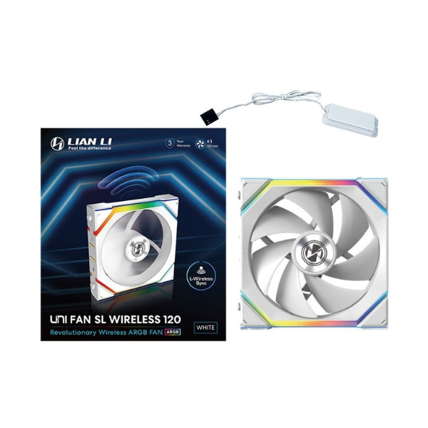 Fan-Cooler-Lian-Li-UNI-FAN-SL-Wireless-Fluid-Dynamic-Bearing-120mm-Blanco-RGB