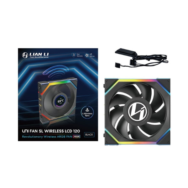 Fan-Cooler-Lian-Li-UNI-FAN-SL-Wireless-LCD-Fluid-Dynamic-Bearing-120mm-Negro-RGB