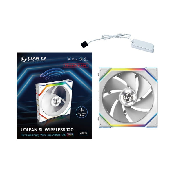 Fan-Cooler-Lian-Li-UNI-FAN-SL-Wireless-Reverse-Blade-Fluid-Dynamic-Bearing-120mm-Blanco-RGB