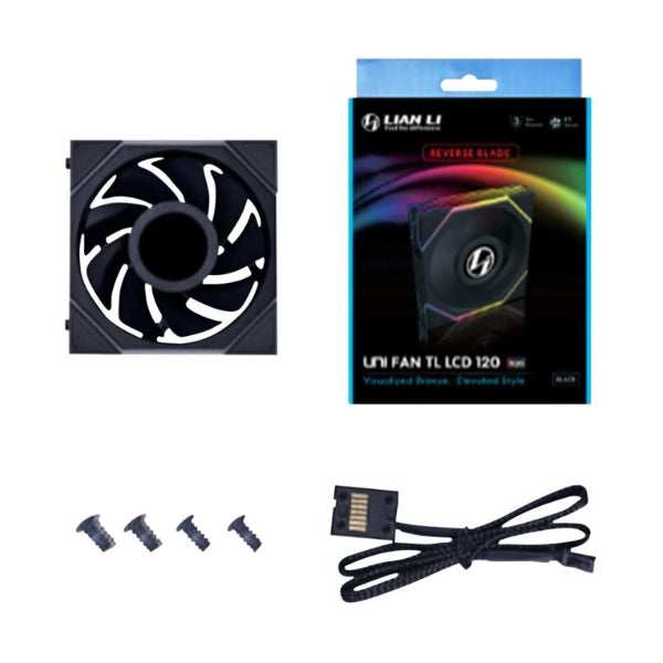 Fan-Cooler-Lian-Li-UNI-FAN-TL-LCD-FLEX-Reverse-Blade-Fluid-Dynamic-Bearing-120mm-Negro-RGB