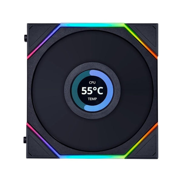 Fan-Cooler-Lian-Li-UNI-FAN-TL-LCD-FLEX-Reverse-Blade-Fluid-Dynamic-Bearing-120mm-(3-Pack)-Negro-RGB