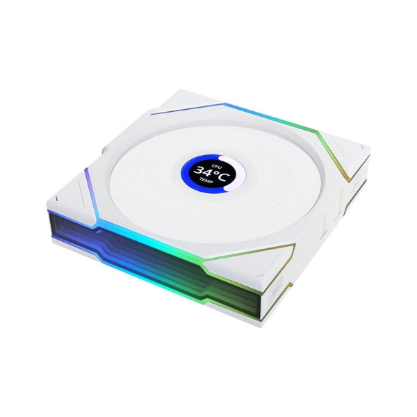 Fan-Cooler-Lian-Li-UNI-FAN-TL120-V2-LCD-Reverse-Blade-Wireless-Fluid-Dynamic-Bearing-120mm-Blanco-RGB