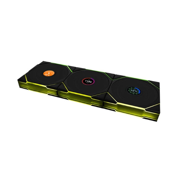 Fan-Cooler-Lian-Li-UNI-FAN-TL120-V2-LCD-Reverse-Blade-Wireless-Fluid-Dynamic-Bearing-120mm-Negro-RGB-3-Pack