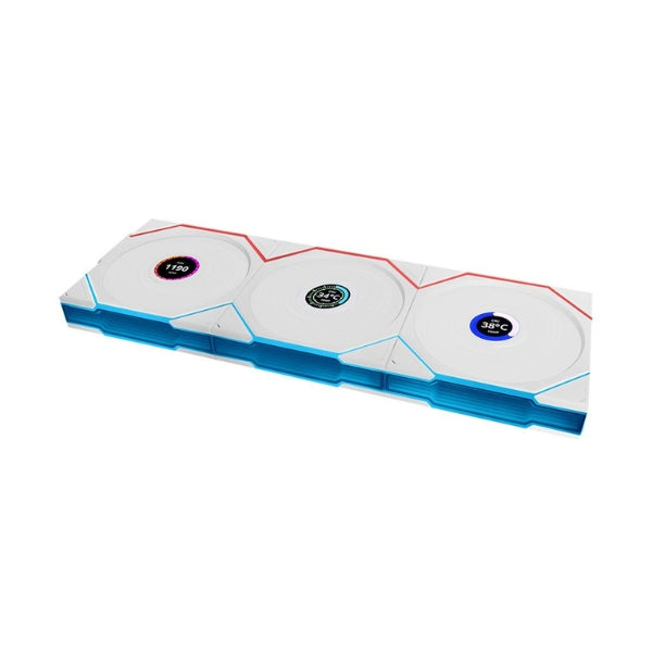 Fan-Cooler-Lian-Li-UNI-FAN-TL120-V2-LCD-Wireless-Fluid-Dynamic-Bearing-120mm-Blanco-RGB-3-Pack