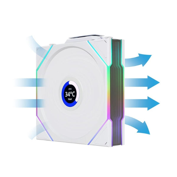 Fan-Cooler-Lian-Li-UNI-FAN-TL120-V2-LCD-Wireless-Fluid-Dynamic-Bearing-120mm-Blanco-RGB