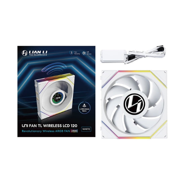 Fan-Cooler-Lian-Li-UNI-FAN-TL120-V2-LCD-Wireless-Fluid-Dynamic-Bearing-120mm-Blanco-RGB