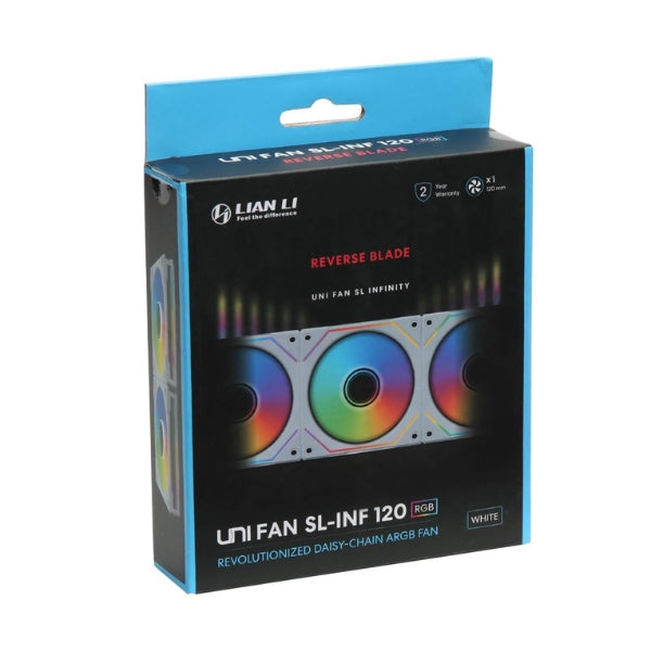 Fan-Cooler-Lian-Li-Uni-Fan-Reverse-SL-Infinity-Fluid-Dynamic-Bearing-120mm-Blanco-RGB