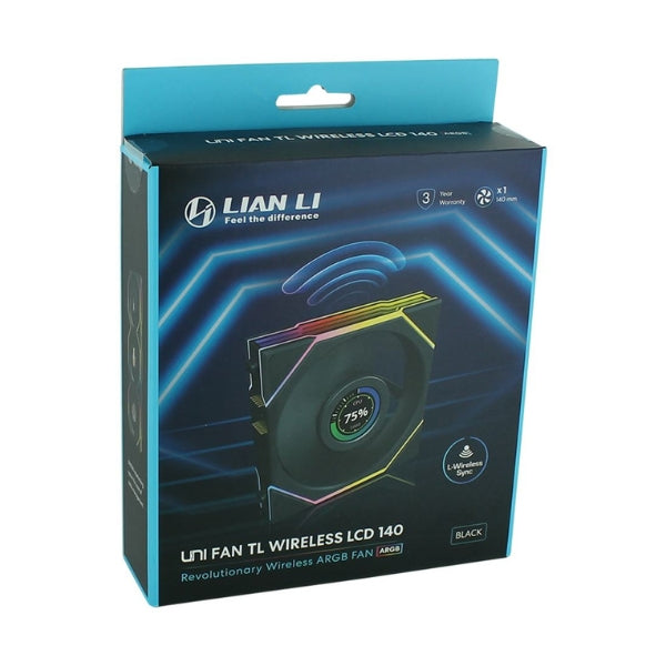 Fan-Cooler-Lian-Li-Uni-Fan-TL-Wireless-LCD-Fluid-Dynamic-Bearing-140mm-Negro-RGB