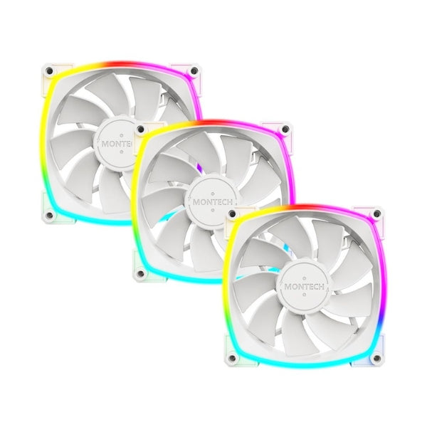 Fan-Cooler-Montech-RX120-ARGB-Rifle-Bearing-Reversed-120mm-Blanco-ARGB-3-Pack