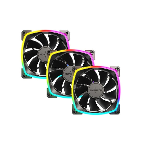 Fan-Cooler-Montech-RX120-ARGB-Rifle-Bearing-Reversed-120mm-Negro-ARGB-3-Pack