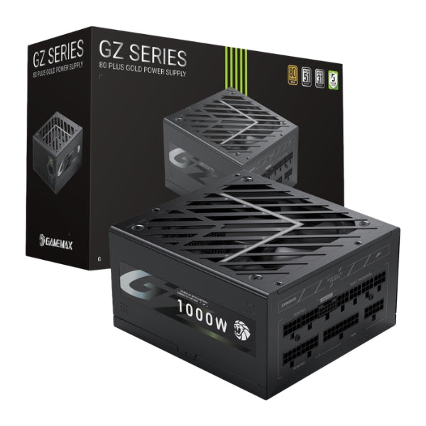 Fuente de Poder - Gamemax - GZ 1000G BK - 1000W - ATX 3.1 - PCIe 5.1 - 80 PLUS Gold - Full Modular - 12V-2x6 - Active PFC - Negro