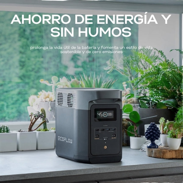 Generador - Energía - EF - ECOFLOW - DELTA 2 - 1024Wh - 120V - 1800W - LFP - Solar - Panel 220W - Expansible - EFD330 - Negro