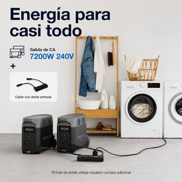 Generador - Energía - EF - ECOFLOW - DELTA Pro - 10,8 kWh - LiFePO4 - 3600 W - Expansible - Solar - EFD500 - Negro