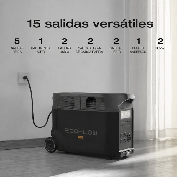 Generador - Energía - EF - ECOFLOW - DELTA Pro - 10,8 kWh - LiFePO4 - 3600 W - Expansible - Solar - EFD500 - Negro