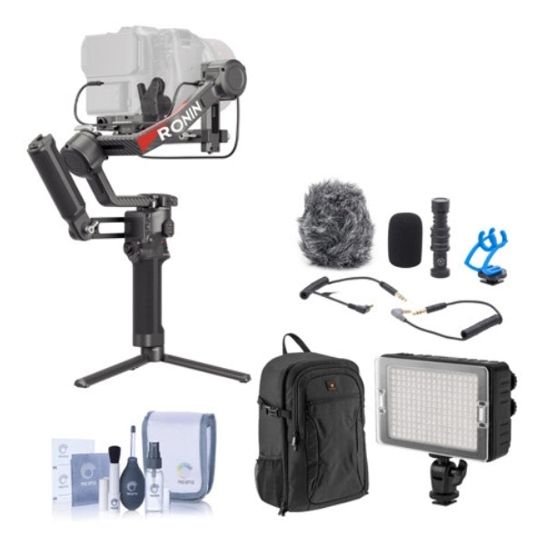 Gimbal DJI RS4 Pro Ejes Kit: LED, Micrófono, Mochila y kit de Limpie