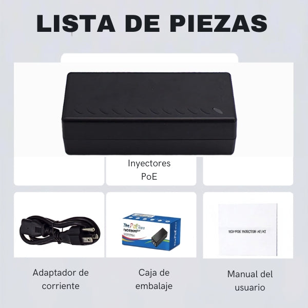 Inyector PoE - ThePoEstore - Gigabit PoE+ 30W - IEEE 802.3afat - 101001000Mbps - 48V - Negro-lista