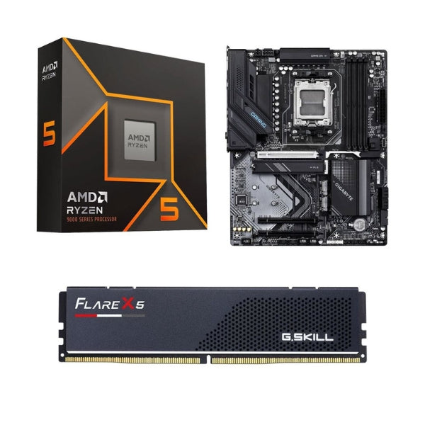 Kit-para-PC-Procesador-AMD-Ryzen-5-9600X-6-Núcleos-3,9GHz-32MB-Cache-Tarjeta-Madre-GIGABYTE-X870-Gaming-WiFi6-Socket-AM5-DDR5-ATX-Memoria-RAM-G,Skill-Flare-X5-16-GB-DDR5-6000-Black