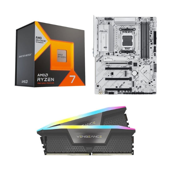 Kit-para-PC-Procesador-AMD-Ryzen-7-7800X3D-8-Núcleos-4,2GHz-96MB-Cache-Tarjeta-Madre-ASUS-B650E-MAX-Gaming-WiFi-White-Socket-AM5-DDR5-ATX-Memoria-RAM-Corsair-Vengeance-RGB-32-GB-DDR5-6000-Black