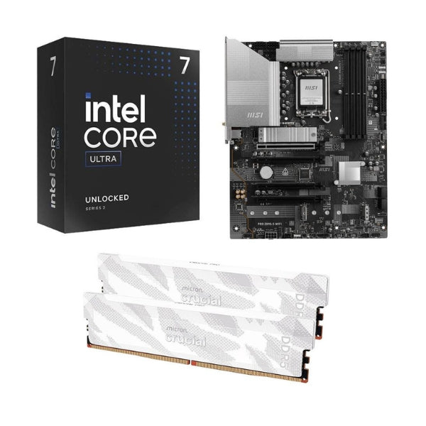 Kit-para-PC-Procesador-Intel-Core-Ultra-7-265KF-20-Núcleos-3,9GHz-30MB-Cache-Tarjeta-Madre-MSI-Z890-S-Pro-WiFi-Socket-LGA1851-DDR5-ATX-Memoria-RAM-Crucial-Pro-32-GB-DDR5-6400-White