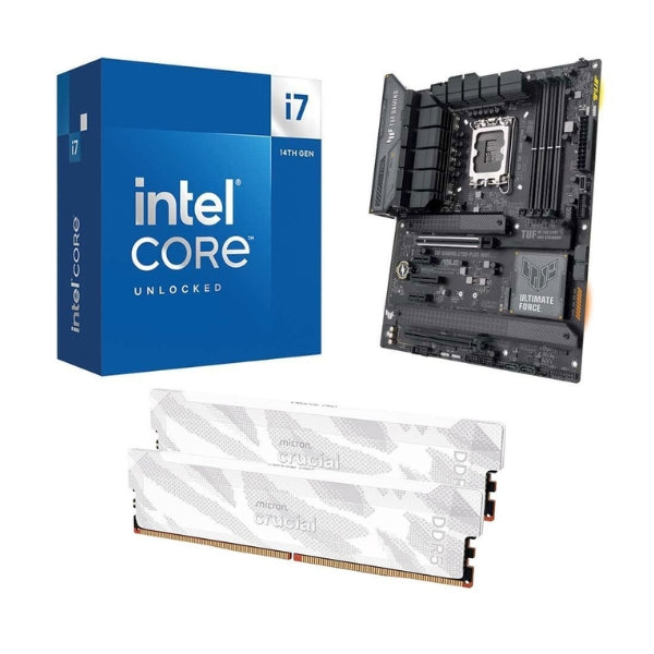 Kit-para-PC:-Procesador-Intel-Core-i7-14700K-Tarjeta-Madre-ASUS-Z790-Plus-TUF-Gaming-WiFi-Socket-LGA1700-DDR5-ATX-Memoria-RAM-Crucial-Pro-32-GB-DDR5-6400-White