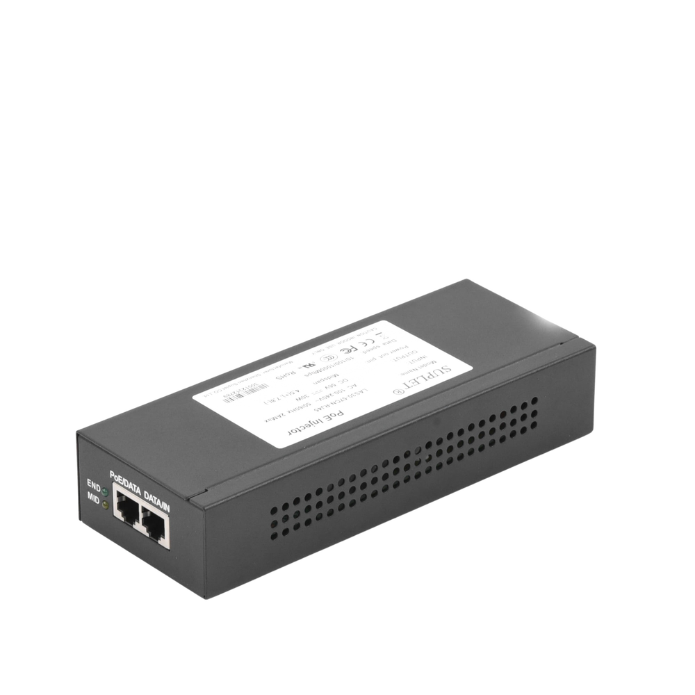 Inyector PoE Hikvision - Inyector Super Hi-PoE - 56 Vcd - 30 Watts - Para Domos HIKVISION PTZ - LAS30-57CN-RJ45